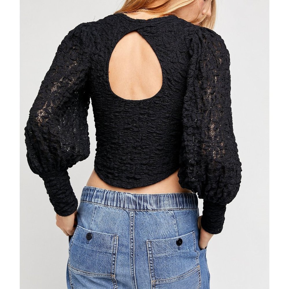 NWT Free People Tea Time Top / Black